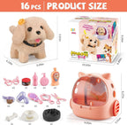 Interactive Robot Puppy with Walking Motion and Touch Sounds, 16-Piece Pet Care Playset All Vera Mart