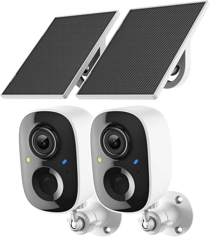 Outdoor Solar Security Camera with 2K Resolution and Smart Motion Detection, 2 Pack All Vera Mart