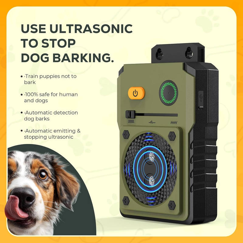 Ultrasonic Bark Deterrent with Automatic Detection and 3 Frequency Modes, 50ft Range All Vera Mart