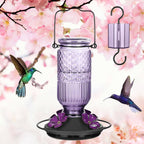 Hummingbird Feeder 16oz Glass with Bee Guard Ports and Ant Moat All Vera Mart