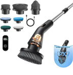 Electric Spin Scrubber with Extendable Handle and 7 Brush Heads for Grout All Vera Mart