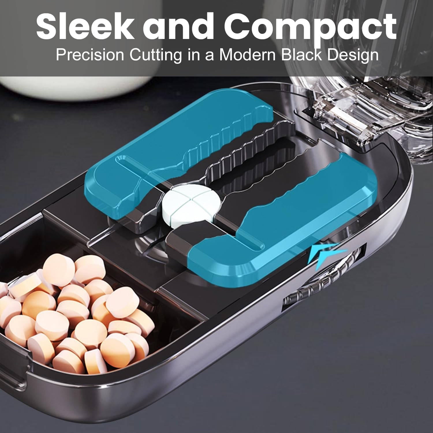 Pill Splitter with Stainless Steel Blade and Storage Compartment, Portable Design All Vera Mart