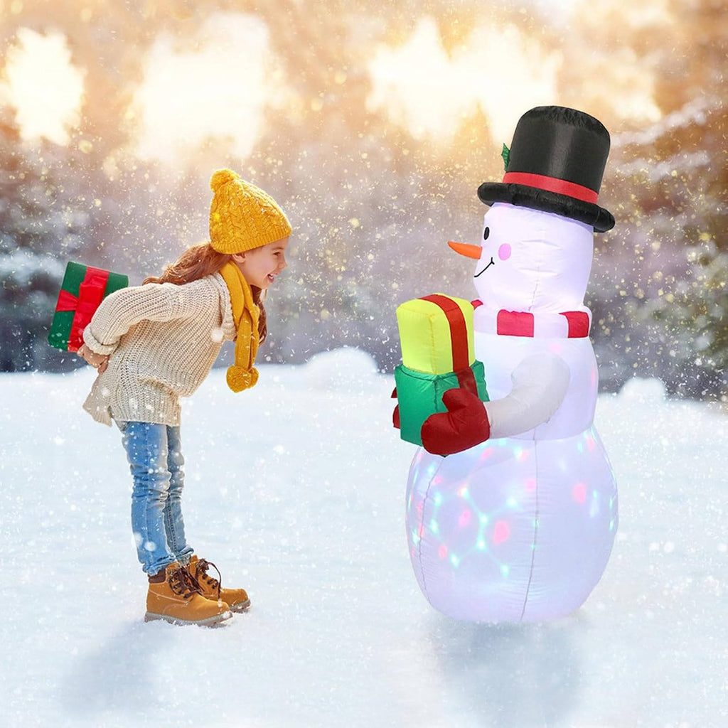 Inflatable Snowman Decoration with Rotating LED Lights and Electric Fan, 5 Feet All Vera Mart