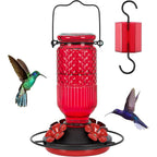Hummingbird Feeder 16oz Glass with Bee Guard Ports and Ant Moat All Vera Mart