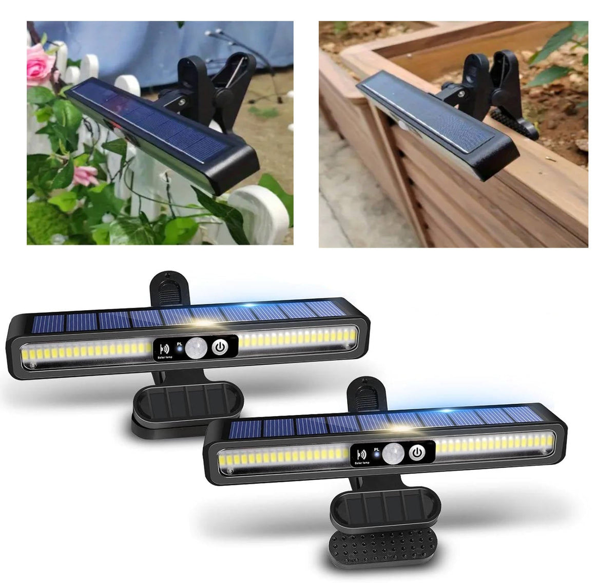 Solar Motion Sensor Fence Lights with 36 LEDs and 26ft Detection Range All Vera Mart