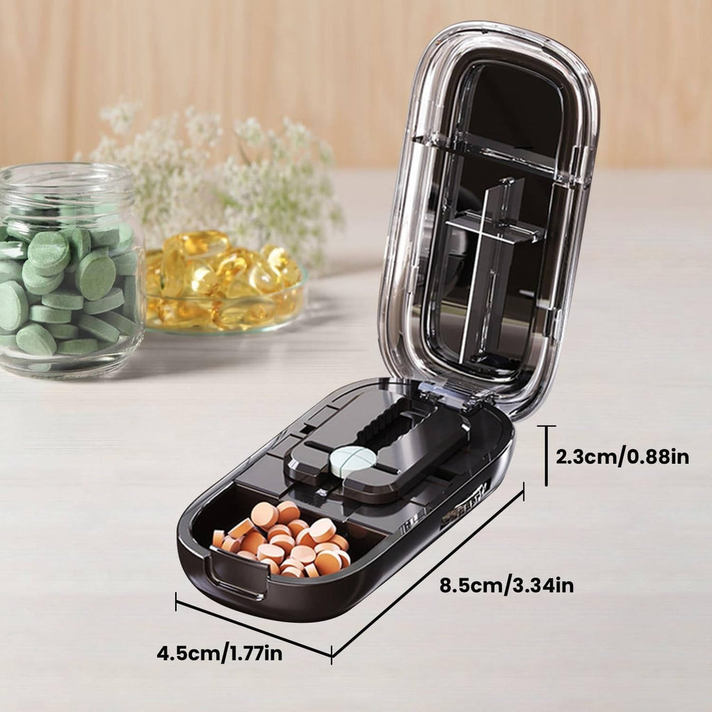 Pill Splitter with Stainless Steel Blade and Storage Compartment, Portable Design All Vera Mart