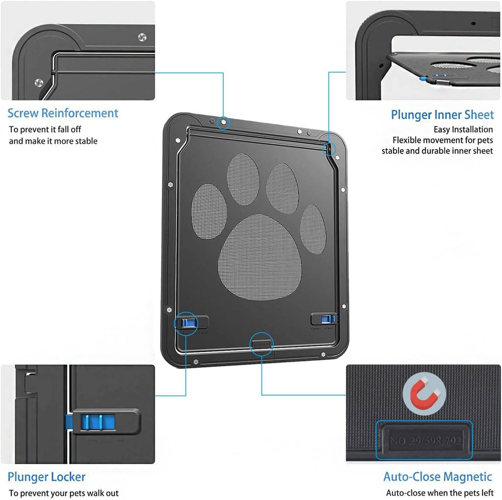 Magnetic Pet Door for Screen and Sliding Glass Doors with Reinforced Mesh All Vera Mart
