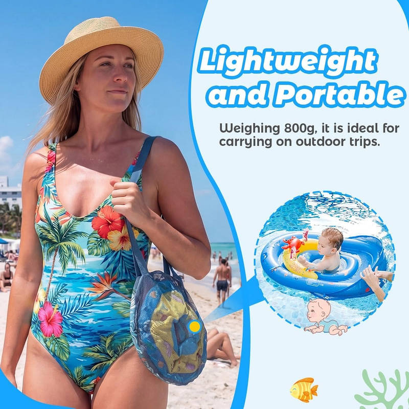 Inflatable Baby Pool Float with Adjustable Four-Position Canopy and Dual Air Chambers All Vera Mart