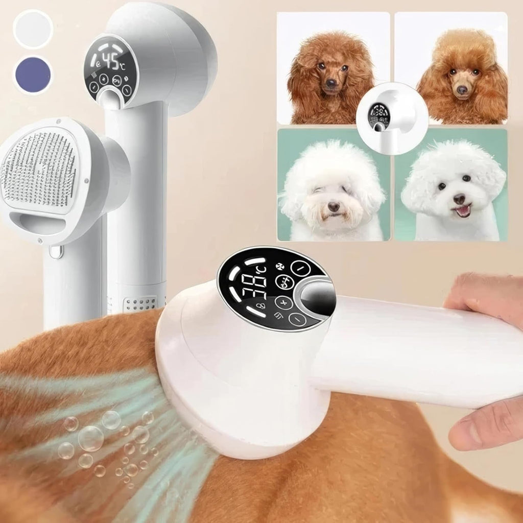 Dog and Cat Hair Dryer with Angled Comb Brush and LED Temperature Control All Vera Mart