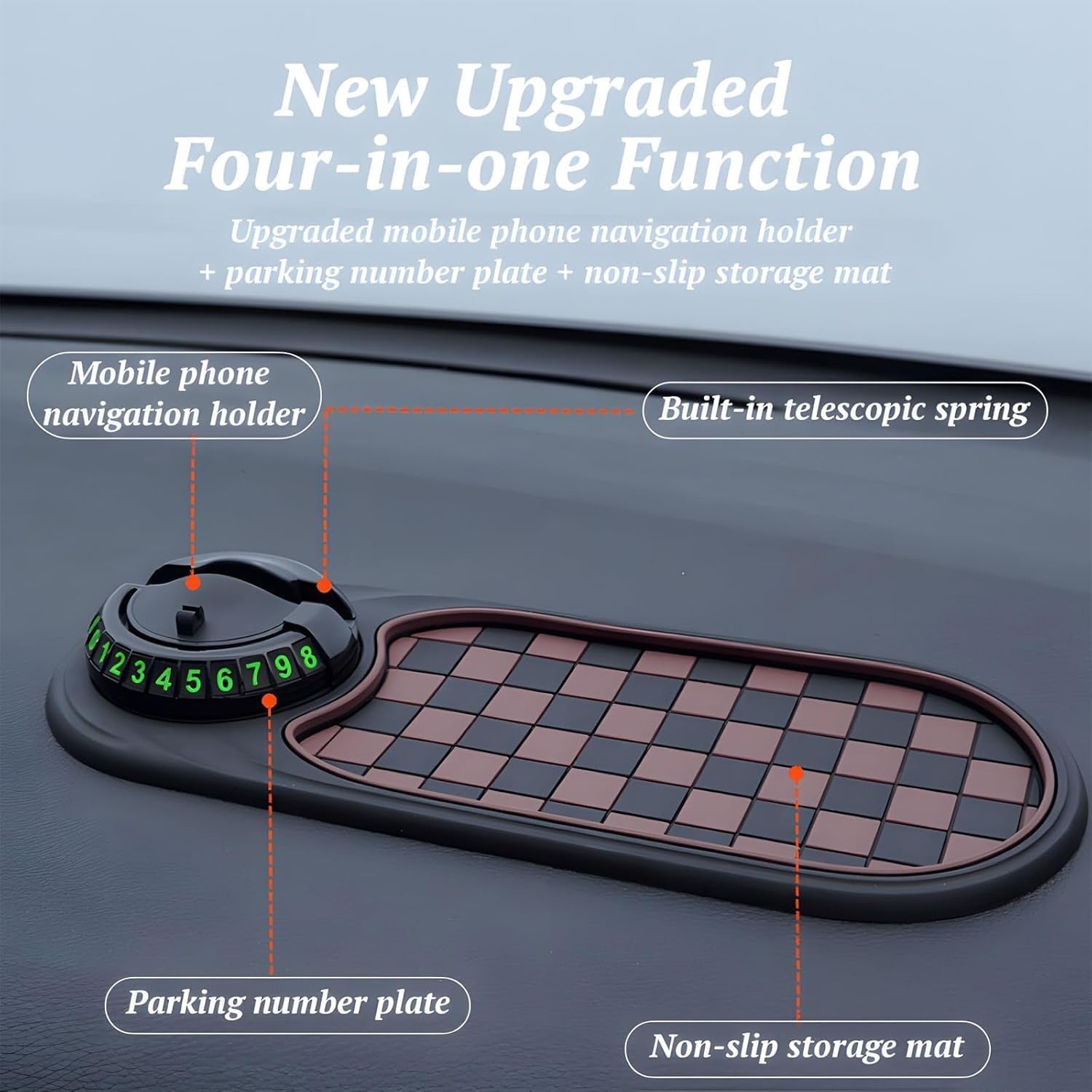 Dashboard Phone Holder with 360 Degree Rotation and Luminous Parking Dial All Vera Mart