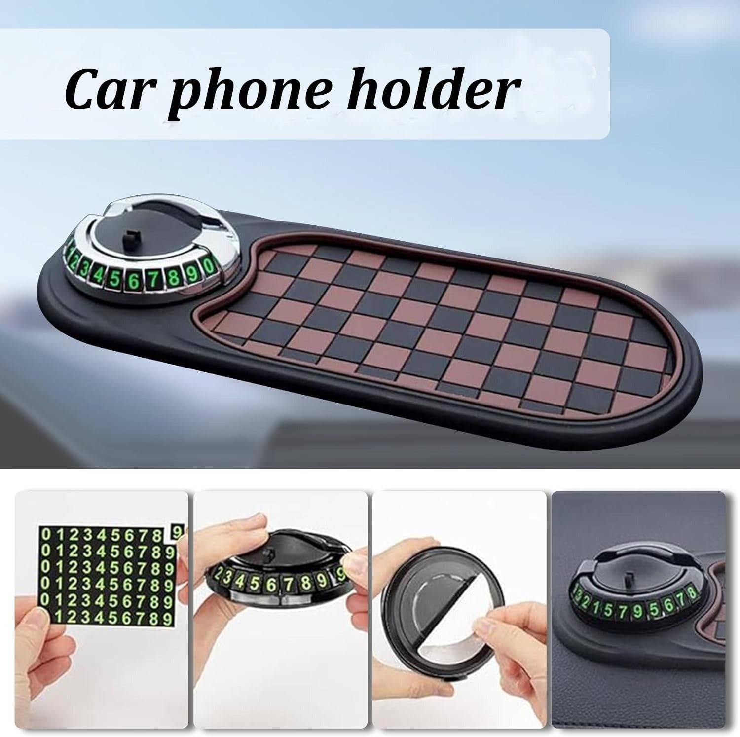 Dashboard Phone Holder with 360 Degree Rotation and Luminous Parking Dial All Vera Mart