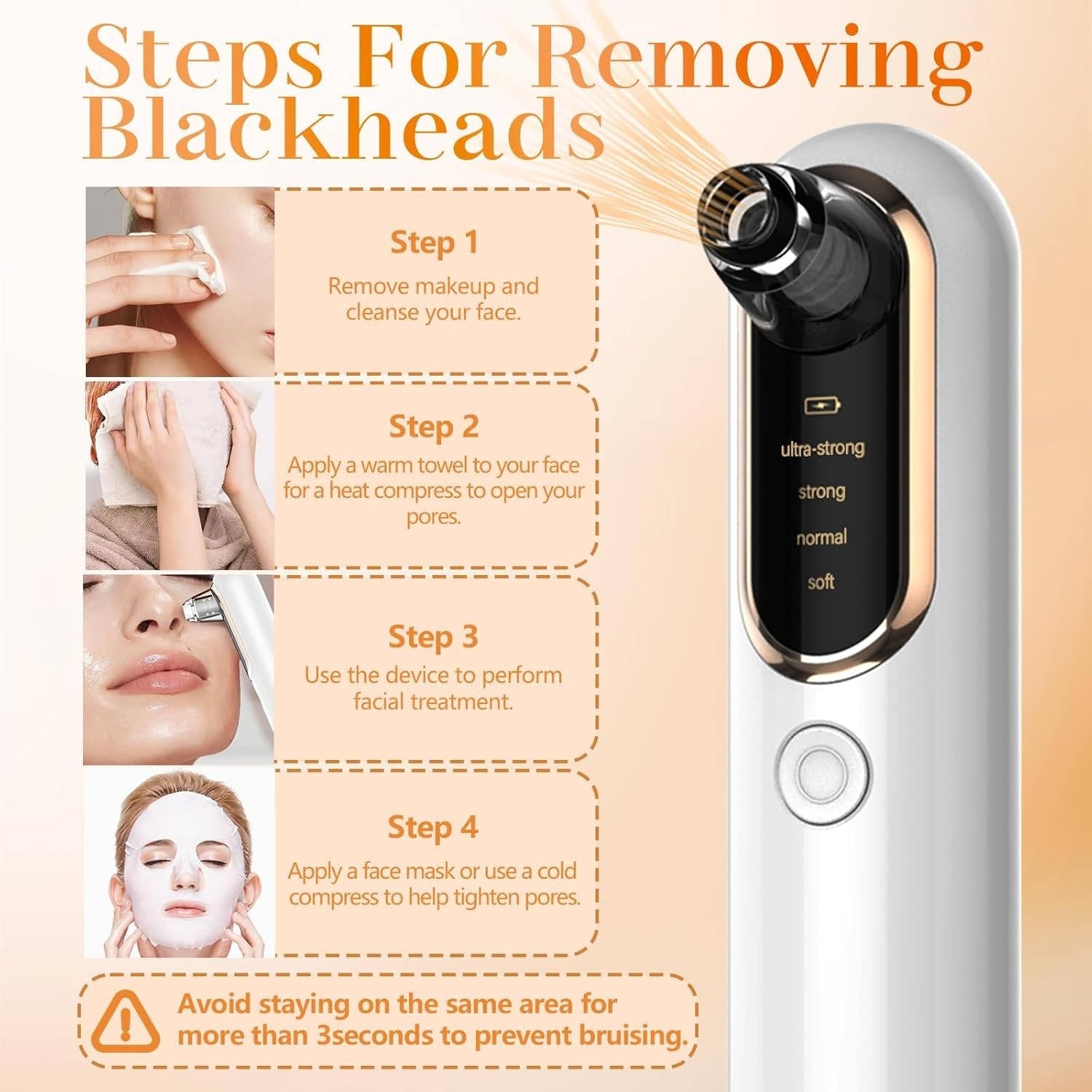Pore Vacuum with 4 Suction Levels and 5 Interchangeable Heads, LCD Display All Vera Mart