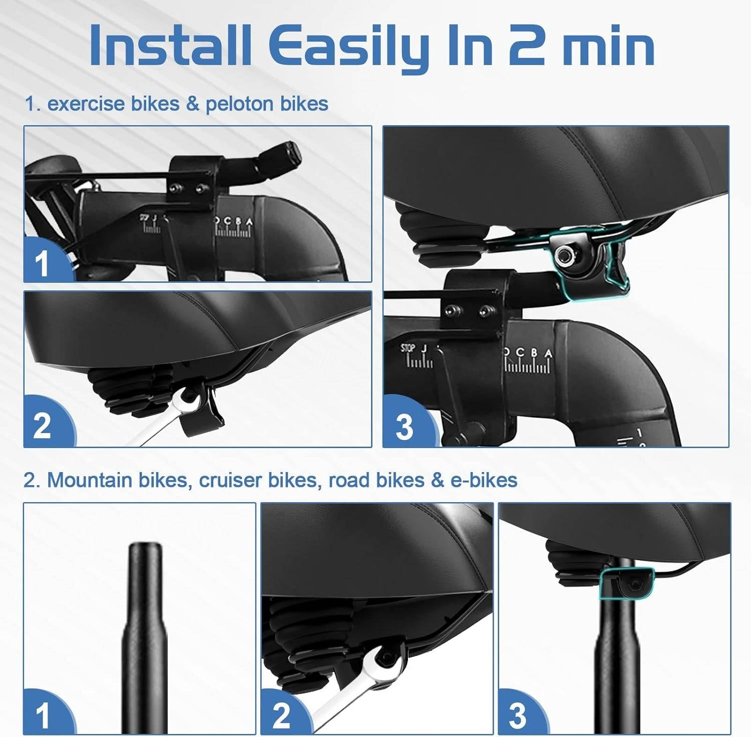 Wide Bicycle Seat with Dual Spring Shock Absorption and Memory Foam Gel, Universal Adapter for All Bikes All Vera Mart