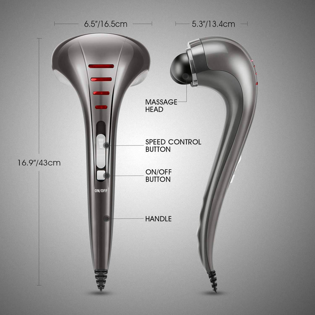 Electric Percussion Massager with Dual Heads and 3 Interchangeable Nodes, 3500 Pulses Per Minute All Vera Mart