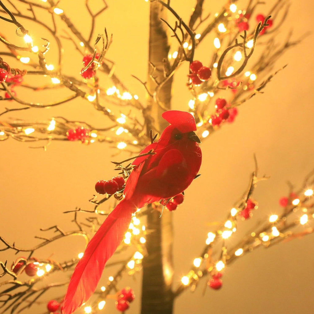 Battery Powered Decorative Tree with Copper Wire Lights and Cardinal Accents All Vera Mart
