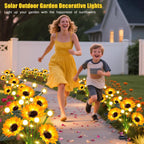 Solar Flower Garden Lights with Automatic Dusk Sensor and Aluminum Stakes, 4 Pack All Vera Mart
