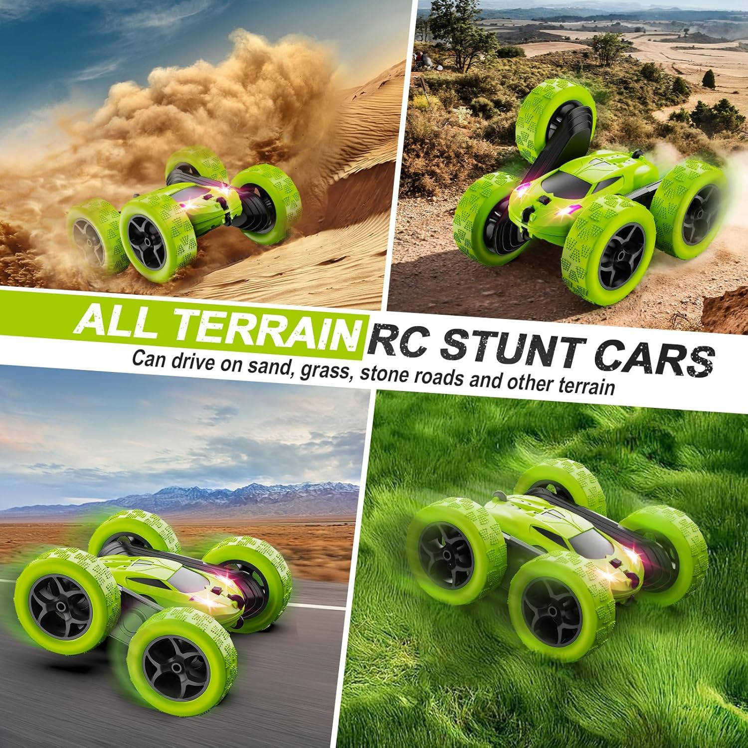 4WD Stunt RC Car with 360° Flip and LED Headlights, 90-Minute Battery for Kids Age 6+ All Vera Mart