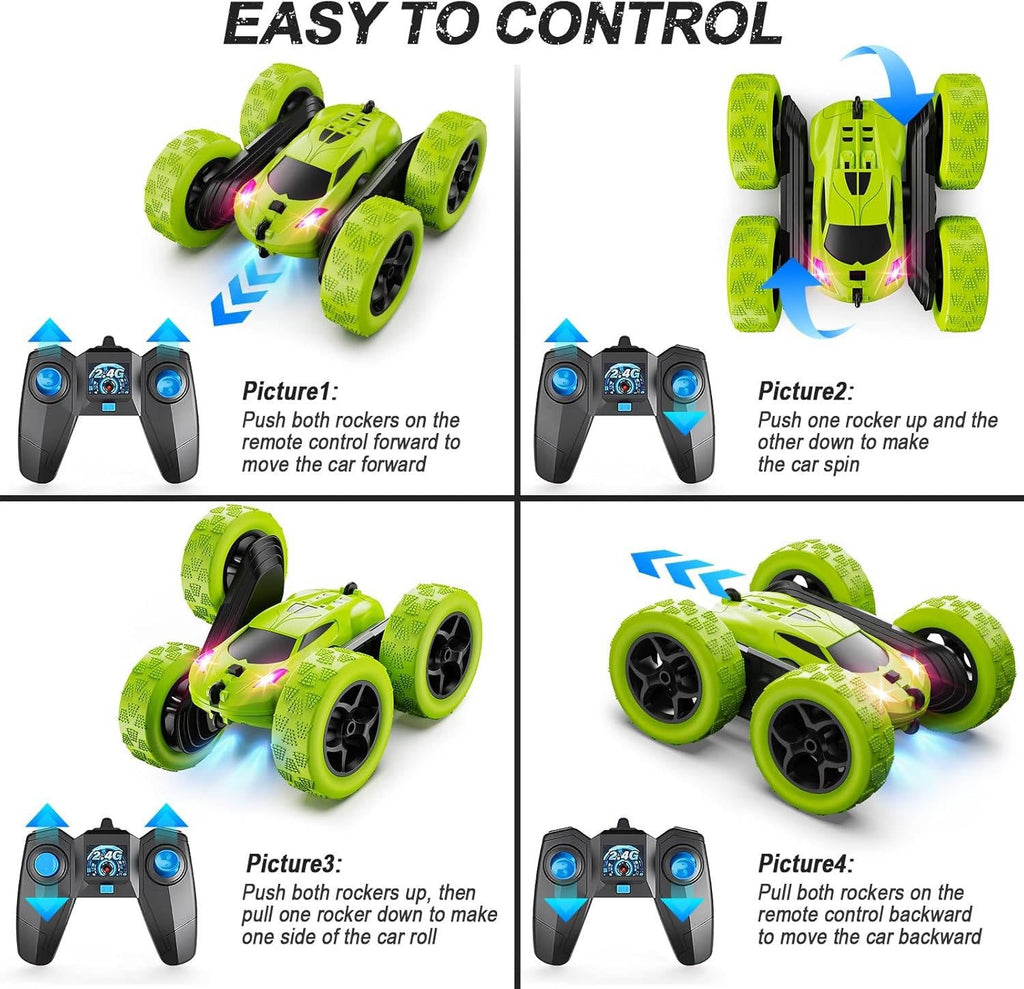 4WD Stunt RC Car with 360° Flip and LED Headlights, 90-Minute Battery for Kids Age 6+ All Vera Mart