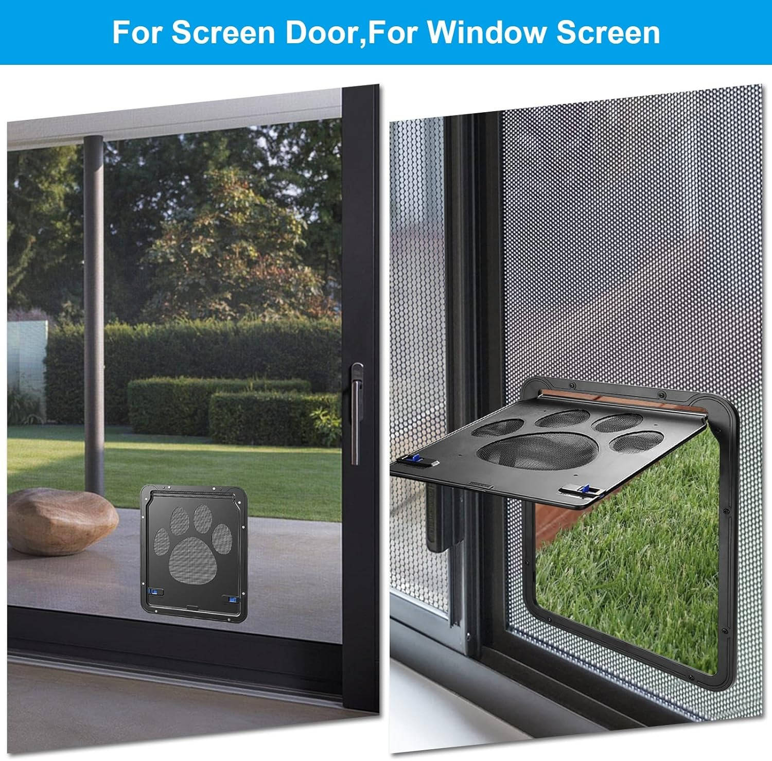 Magnetic Pet Door for Screen and Sliding Glass Doors with Reinforced Mesh All Vera Mart