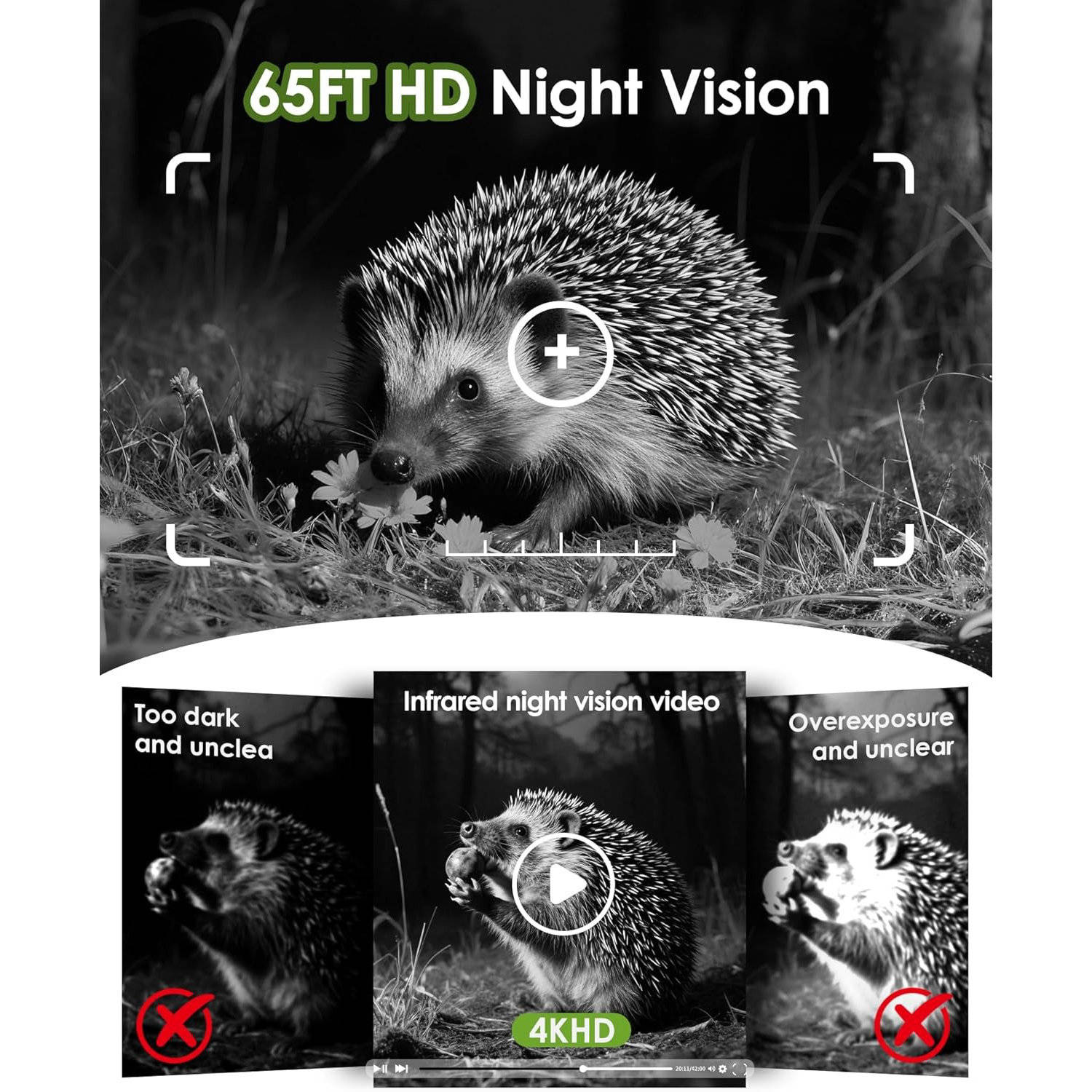 4K Trail Camera with Solar Panel and Wireless Hotspot, 64MP Night Vision All Vera Mart