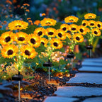 Solar Flower Garden Lights with Automatic Dusk Sensor and Aluminum Stakes, 4 Pack All Vera Mart