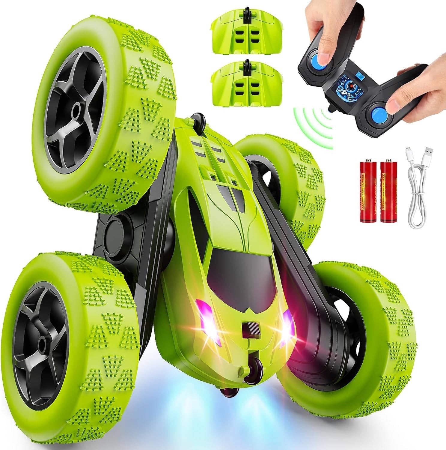 4WD Stunt RC Car with 360° Flip and LED Headlights, 90-Minute Battery for Kids Age 6+ All Vera Mart