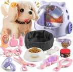 Interactive Robot Puppy with Walking Motion and Touch Sounds, 16-Piece Pet Care Playset All Vera Mart
