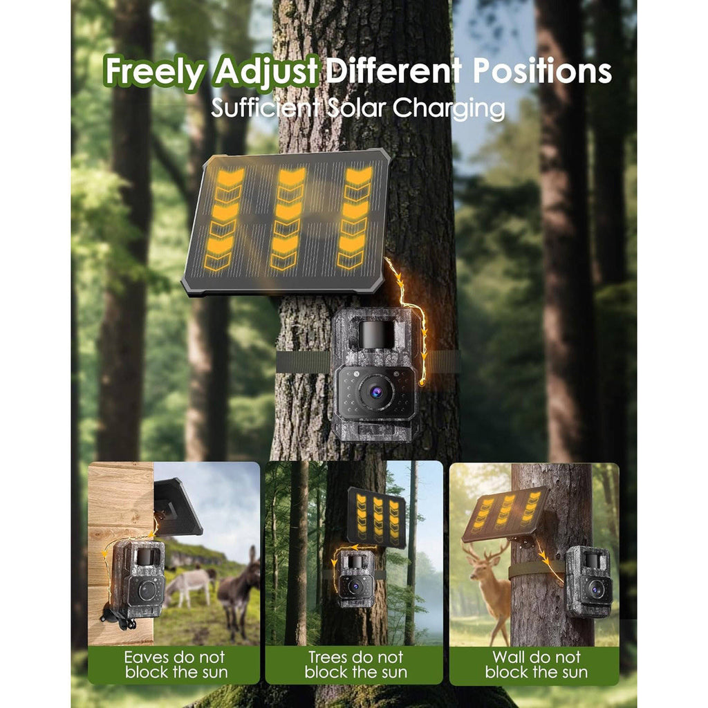 4K Trail Camera with Solar Panel and Wireless Hotspot, 64MP Night Vision All Vera Mart