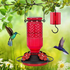 Hummingbird Feeder 16oz Glass with Bee Guard Ports and Ant Moat All Vera Mart