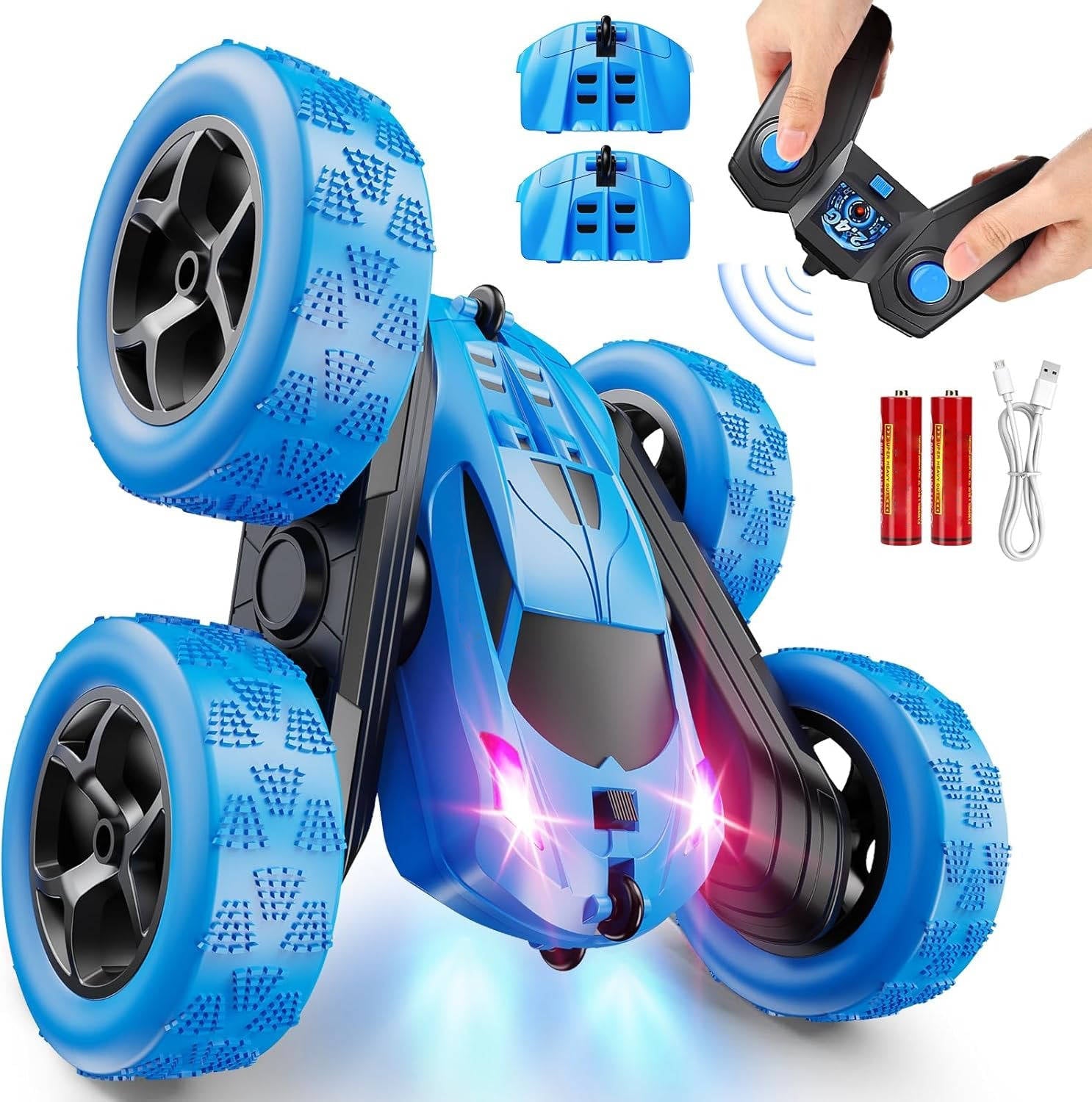 4WD Stunt RC Car with 360° Flip and LED Headlights, 90-Minute Battery for Kids Age 6+ All Vera Mart