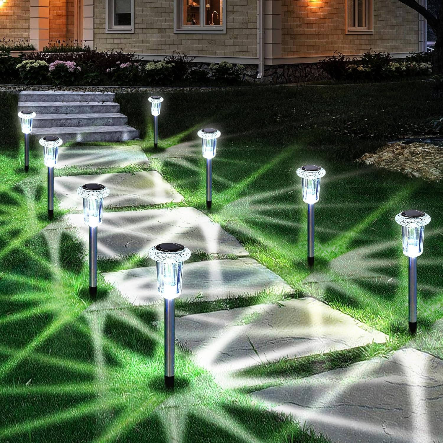 Solar Pathway Lights with Automatic Dusk Sensor and Cool White LED, 10-Pack All Vera Mart