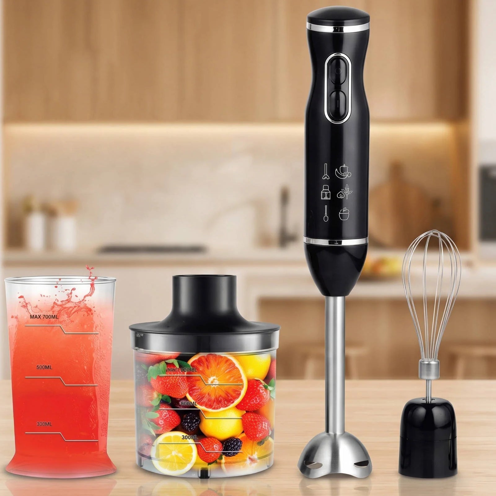 Electric Hand Blender with 5 Attachments and 20 Speed Settings, 1000W Motor All Vera Mart