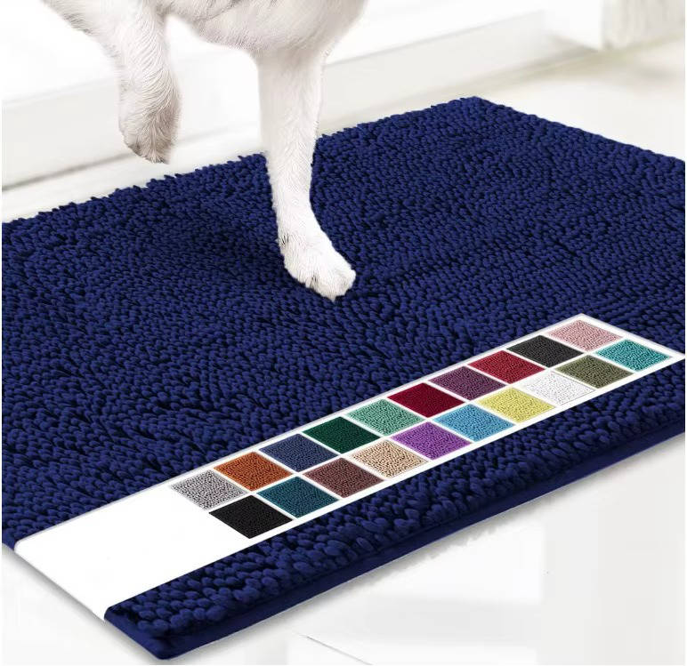 Microfiber Chenille Door Mat with Anti-Slip Backing and Machine Washable, 1-Inch Pile All Vera Mart