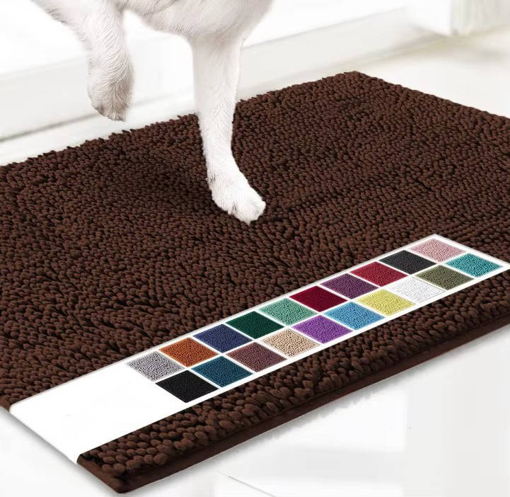 Microfiber Chenille Door Mat with Anti-Slip Backing and Machine Washable, 1-Inch Pile All Vera Mart