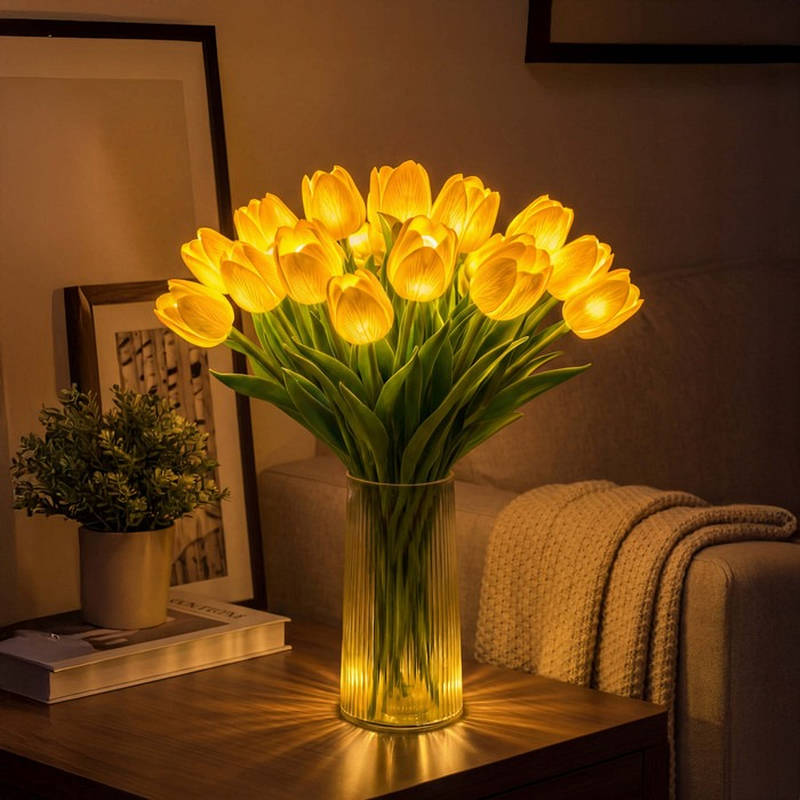 Tulip Night Light with Soft Touch Petals and Warm White LED, Battery Operated All Vera Mart