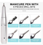 Electric Nail Drill with Variable Speed Control and Six Metal Bits, LCD Display All Vera Mart