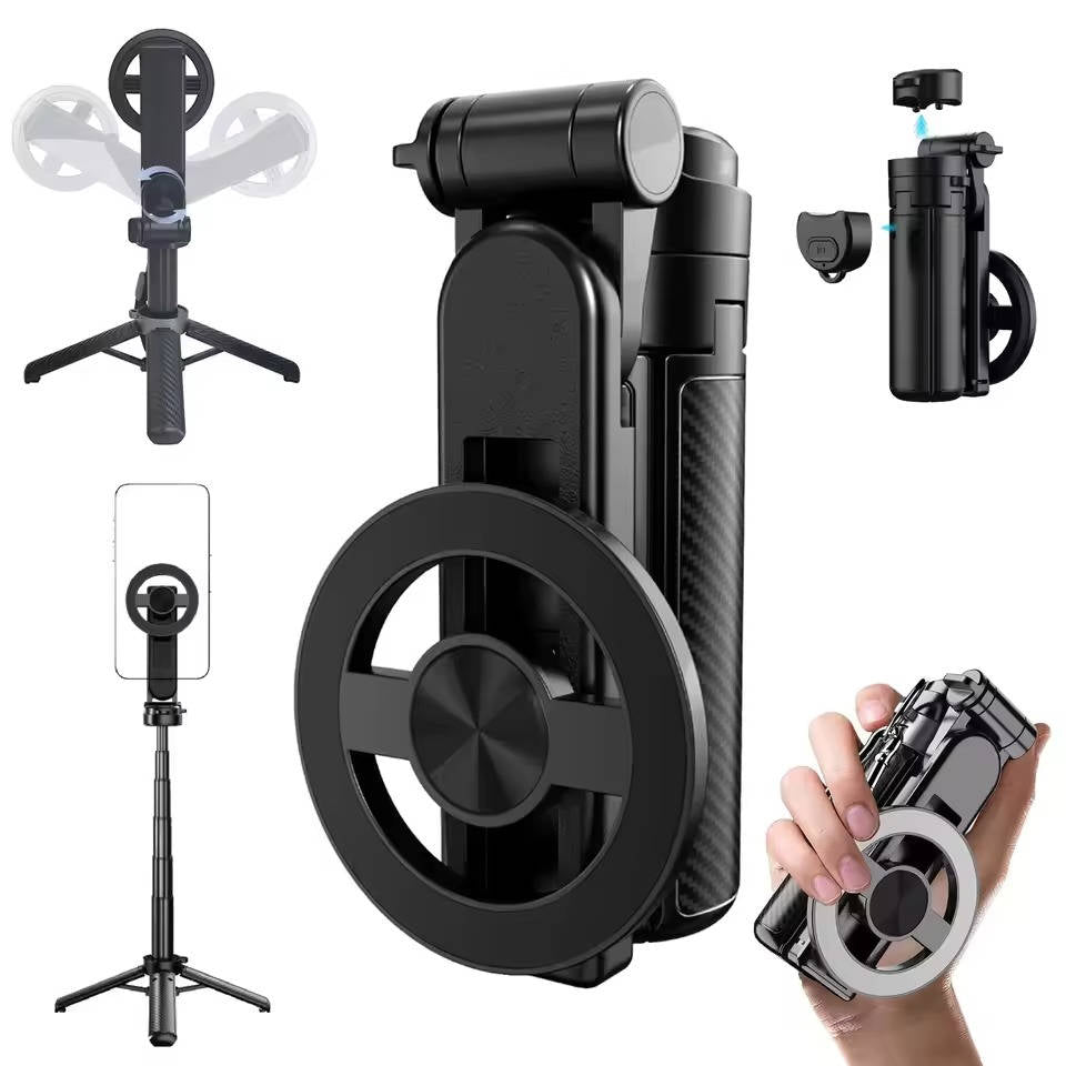 Magnetic Selfie Stick with 360-Degree Rotation and Remote Shutter, 33ft Range All Vera Mart