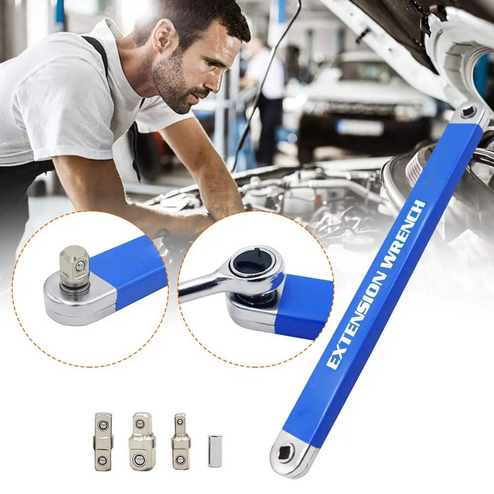 Extension Wrench 15.4 Inch with Chain Drive and Three Socket Adapters, 53 ft-lb All Vera Mart