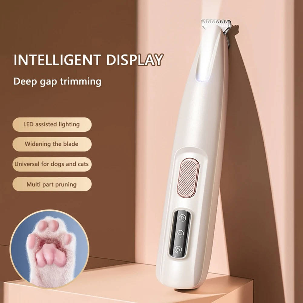 Pet Fur Trimmer with LED Light and LED Display, Quiet 35dB Motor All Vera Mart
