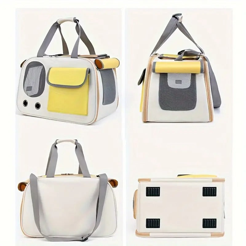 Pet Carrier with Dual Top and Side Openings and Mesh Ventilation, Foldable All Vera Mart