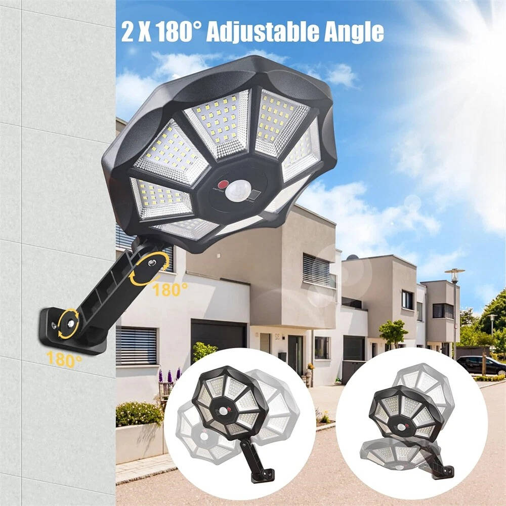 Solar Motion Sensor Flood Light with Dual Rotating Heads and 168 LED Beads for Outdoor Security All Vera Mart