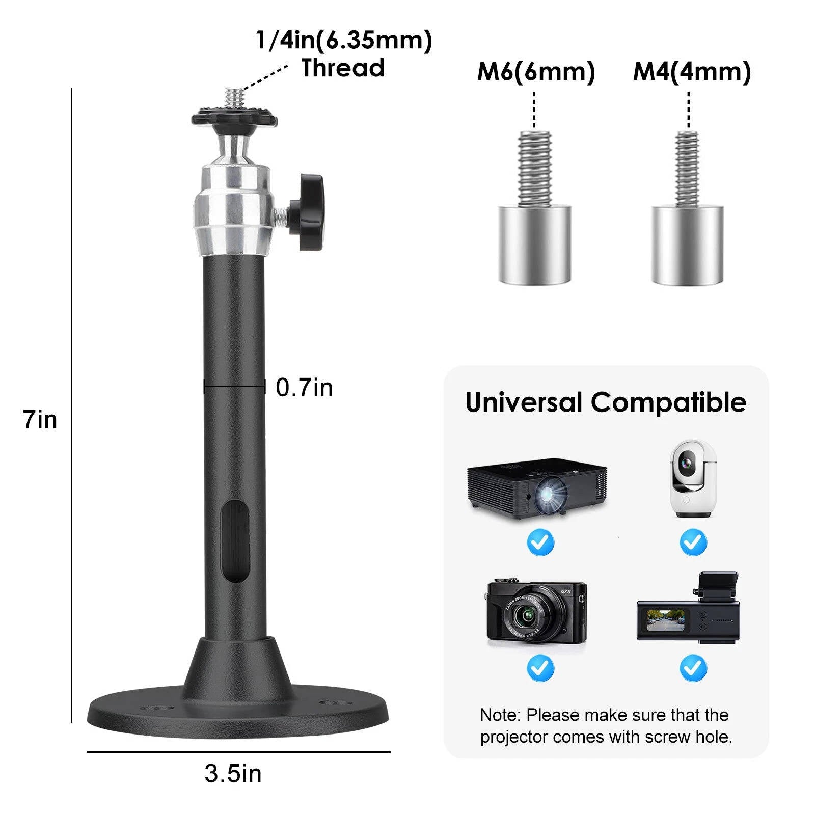 Adjustable Projector Mount with 360-Degree Rotation and 11lb Weight Capacity All Vera Mart