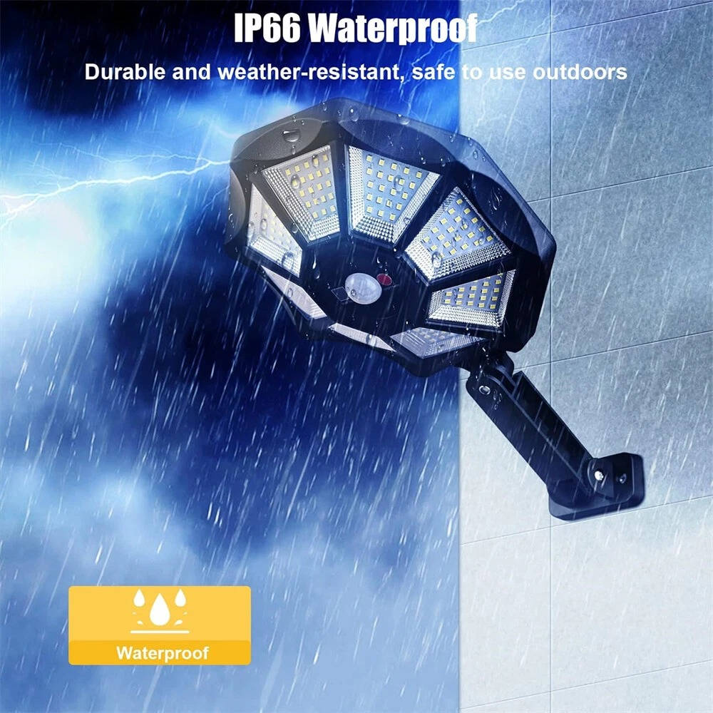 Solar Motion Sensor Flood Light with Dual Rotating Heads and 168 LED Beads for Outdoor Security All Vera Mart