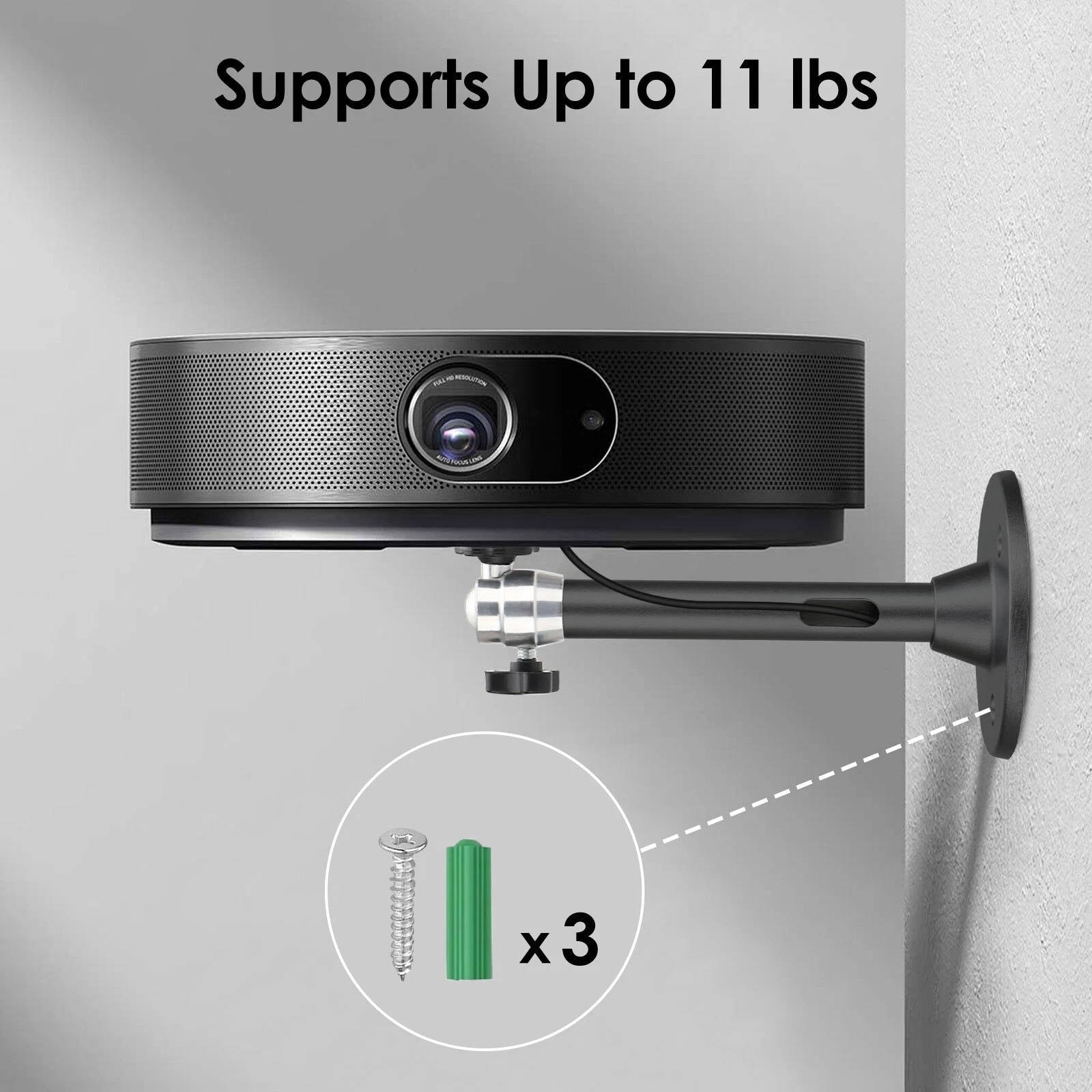 Adjustable Projector Mount with 360-Degree Rotation and 11lb Weight Capacity All Vera Mart