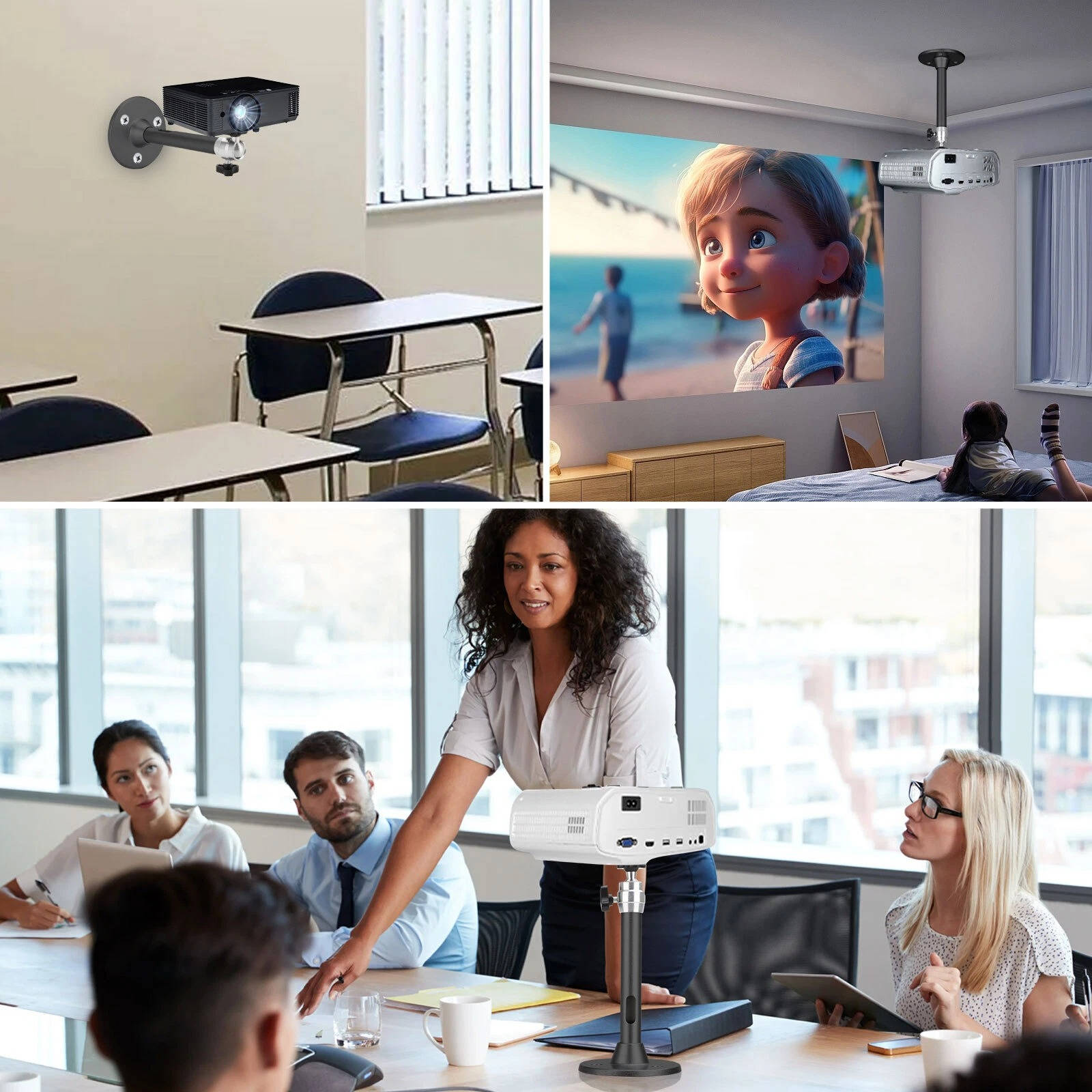 Adjustable Projector Mount with 360-Degree Rotation and 11lb Weight Capacity All Vera Mart