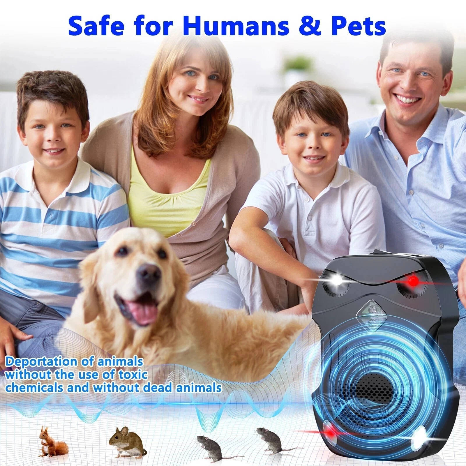 Ultrasonic Engine Rodent Repeller with Dual Unit Pack and Multi-Power Source, 9-65kHz All Vera Mart