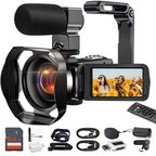 4K Camcorder with 48MP Photos and Handheld Stabilizer, WiFi Transfer All Vera Mart