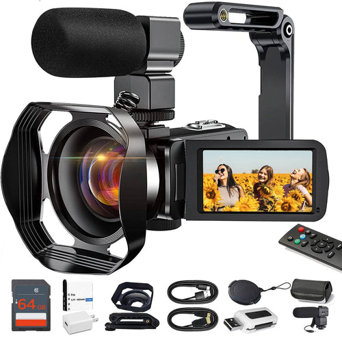 4K Camcorder with 48MP Photos and Handheld Stabilizer, WiFi Transfer All Vera Mart