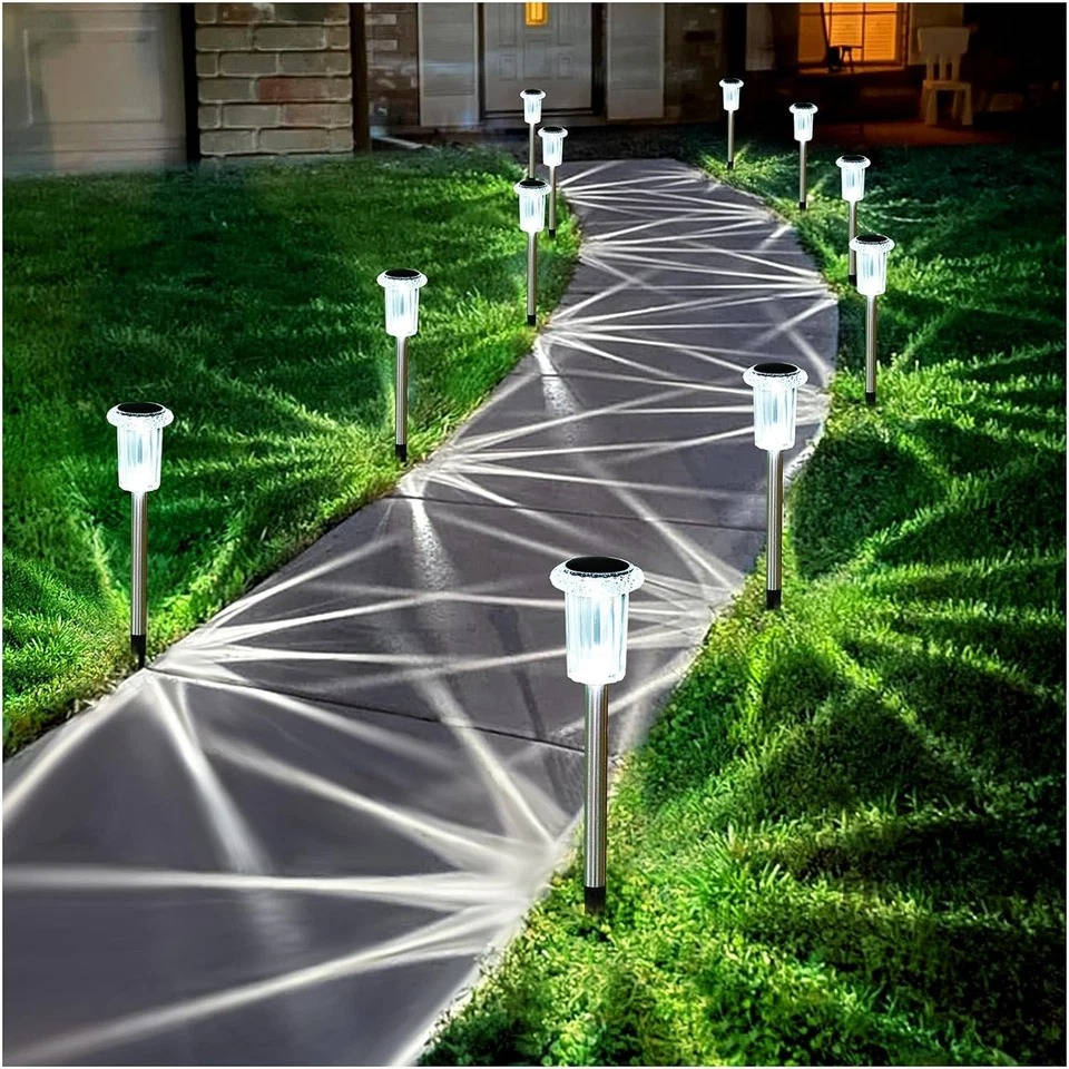 Solar Pathway Lights with Automatic Dusk Sensor and Cool White LED, 10-Pack All Vera Mart
