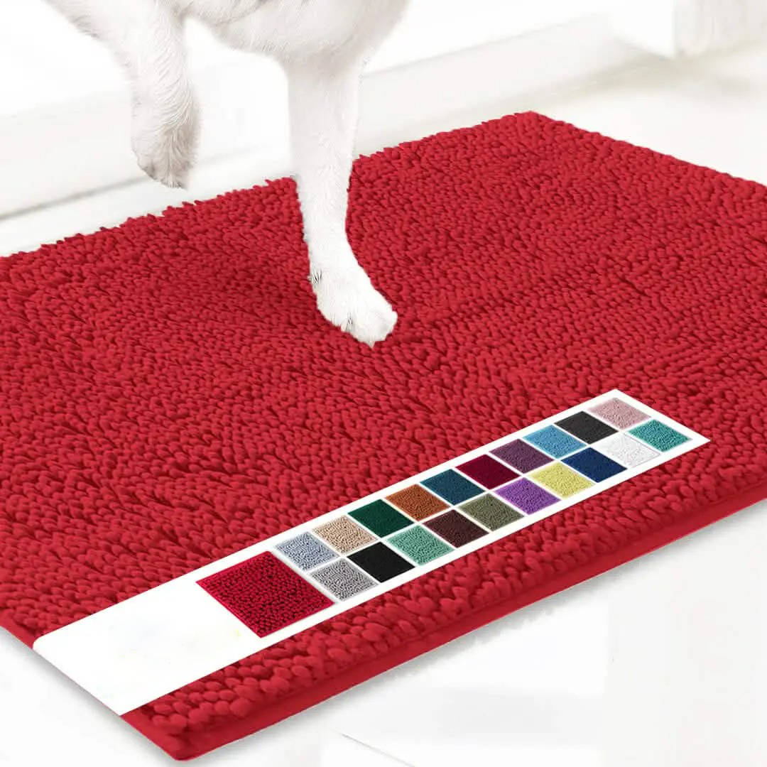Microfiber Chenille Door Mat with Anti-Slip Backing and Machine Washable, 1-Inch Pile All Vera Mart